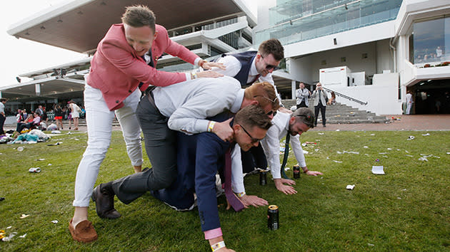 <p>This human pyramid looks like a terrible idea.</p>