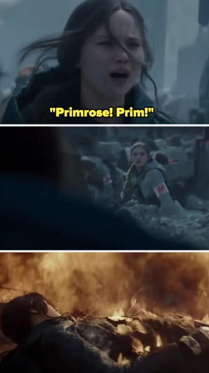 Katniss yelling Prim's name and then the explosion