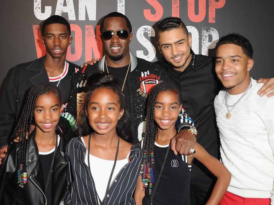 LOS ANGELES, CA - JUNE 21: Sean Combs and his children arrive at the Los Angeles Premiere Of "Can't Stop Won't Stop" at Writers Guild of America, West on June 21, 2017 in Los Angeles, California. (Photo by Jon Kopaloff/FilmMagic)