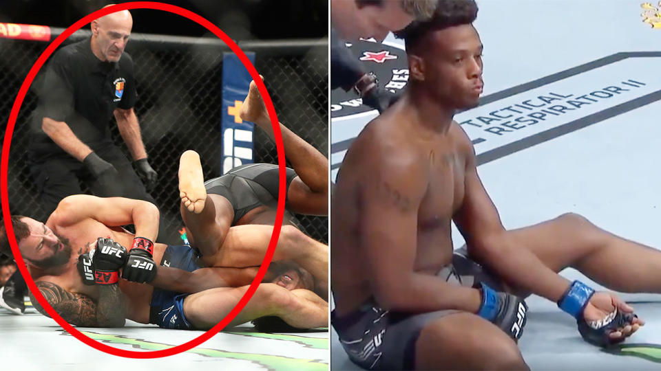  Paul Craig is seen here snapping the arm of Jamahal Hill arm in a brutal UFC 263 moment.