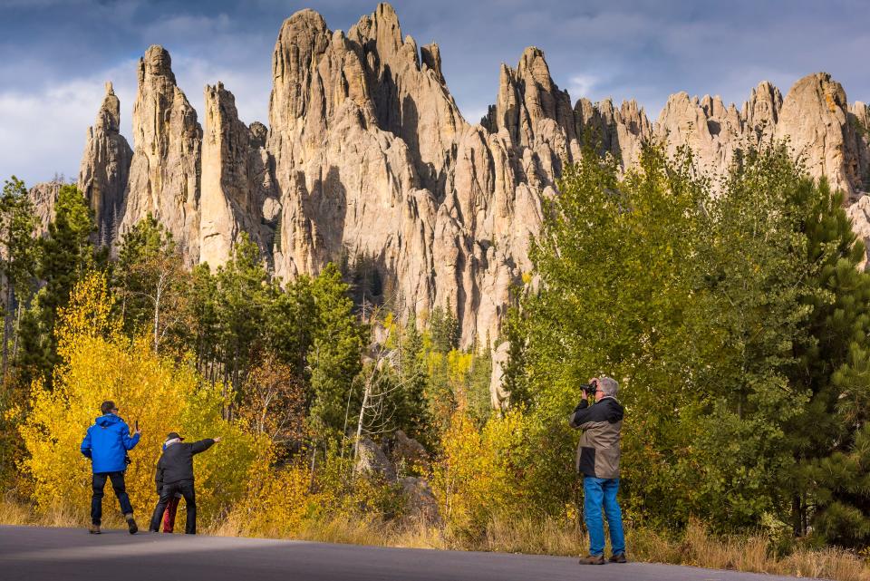 Tourists explore the Black Hills in South Dakota.