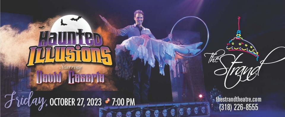 Haunted Illusions featuring master illusionist David Caseta will have you wondering whether to believe your eyes as people disappear, reappear, and levitate off the stage.
