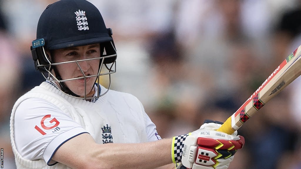 Harry Brook batting for England