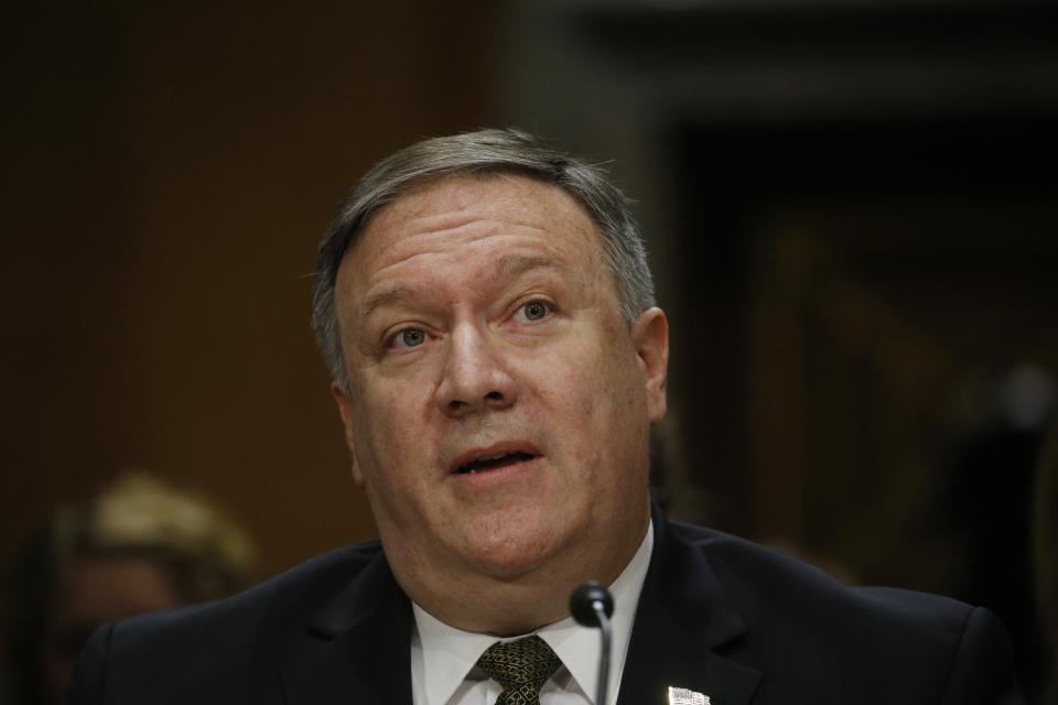 CIA Director Mike Pompeo testifies before a Senate Foreign Relations Committee confirmation hearing on his nomination to be secretary of state on Capitol Hill on Thursday. (Reuters/Leah Millis)