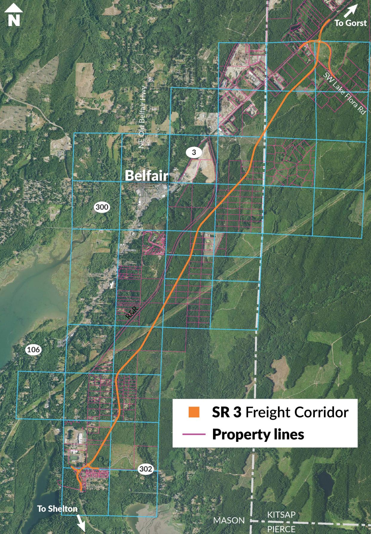 The photo shows WSDOT's current design of its Highway 3 freight corridor project, also known as the Belfair Bypass.