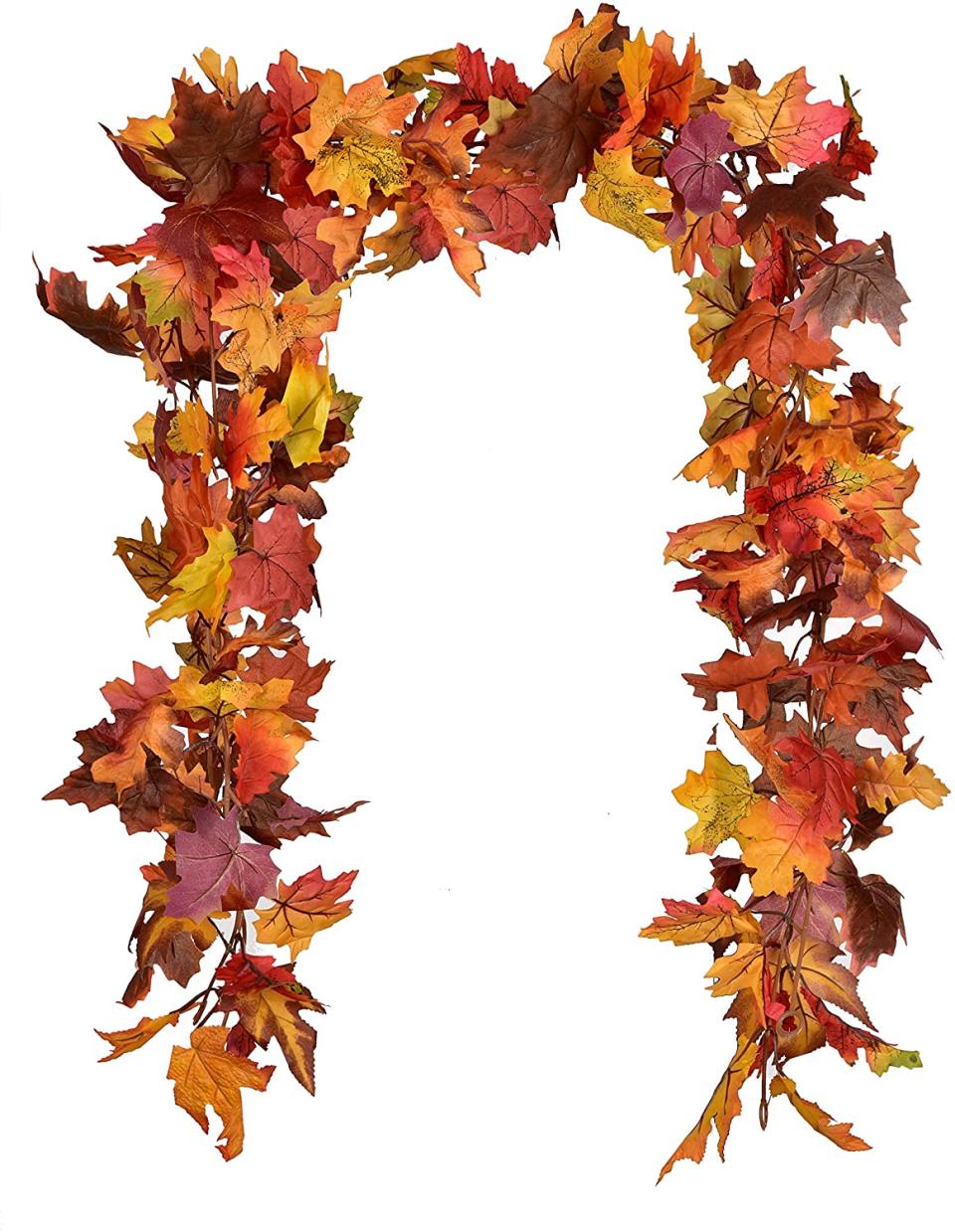 12Ft 6ft/pc Fall Garland Fall Maple Leaves Garland Artificial Fall Foliage Garland for Indoor Outdoor. 