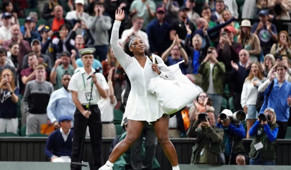 Serena Williams waves farewell to Wimbledon Credit: PA Images