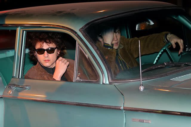 <p>Jose Perez/Bauer-Griffin/GC Images</p> Timothee Chalamet seen on set of 'A Complete Unknown' as Bob Dylan