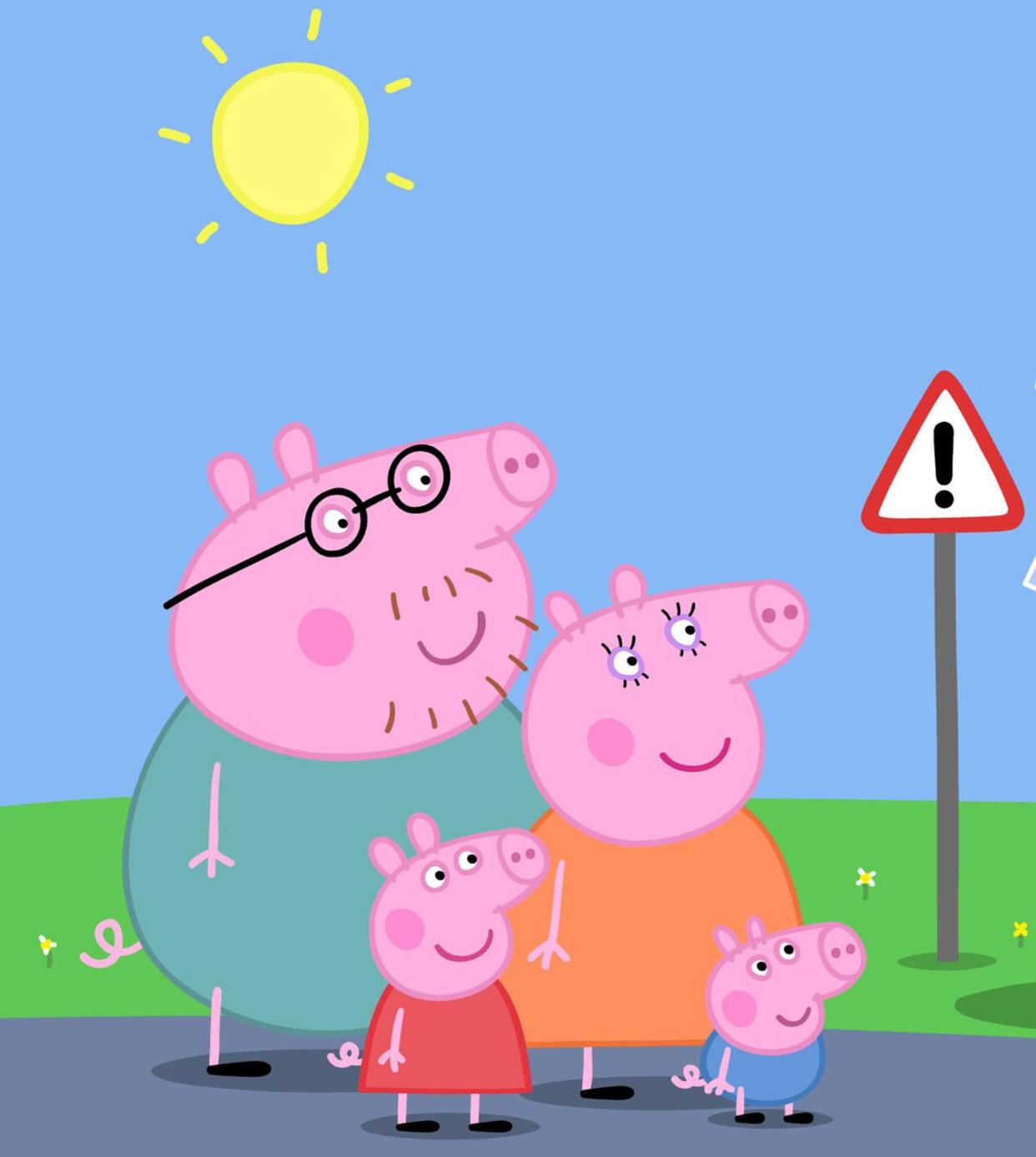 PEPPA PIG, (from left): Daddy Pig, Peppa Pig, Mummy Pig, George Pig, 'Castle',