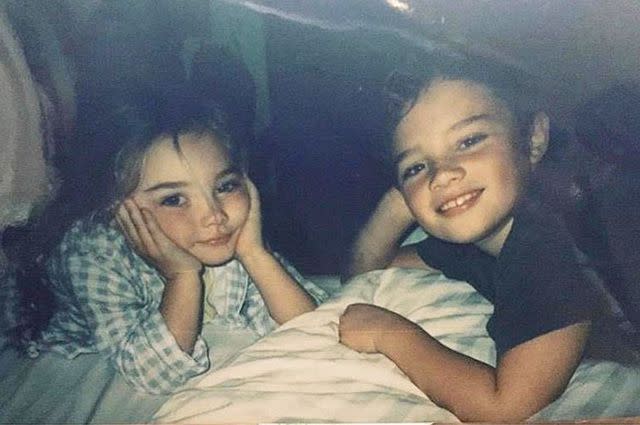 <p>Toby Sebastian Instagram</p> Florence Pugh with her brother Toby Sebastian as kids.