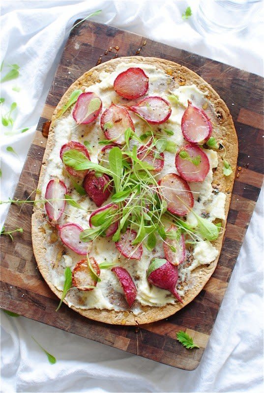 <strong>Get the <a href="http://bevcooks.com/2013/05/roasted-radish-flatbread-with-ricotta-and-honey/" target="_blank">Roasted Radish Flatbread recipe</a>&nbsp;from Bev Cooks</strong>