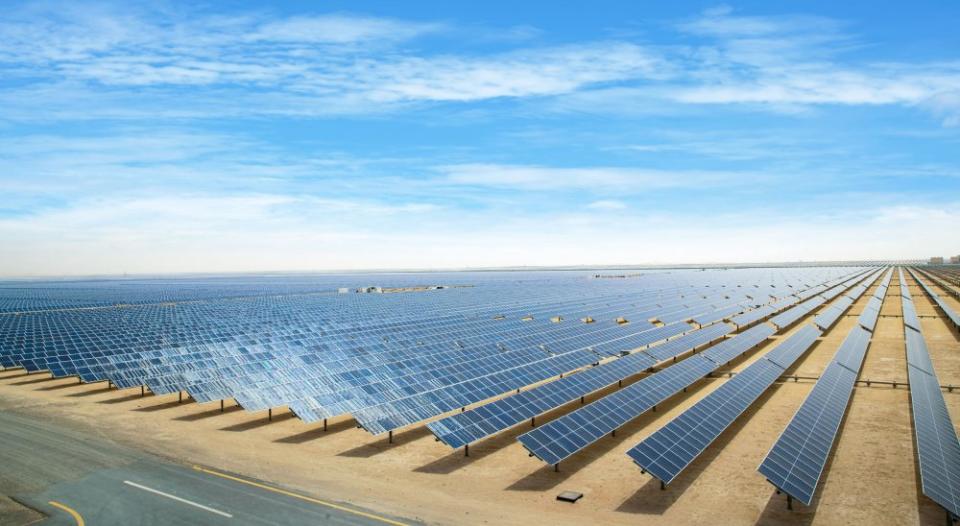 The UAE aims to make the Mohammed bin Rashid Al Maktoum Solar Park the world’s biggest.<span class="copyright">Courtesy of Masdar</span>