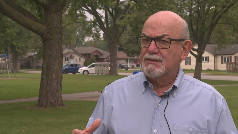 Tecumseh Mayor Gary McNamara speaks in a municipal park in Tecumseh, Ontario, in September 2023.