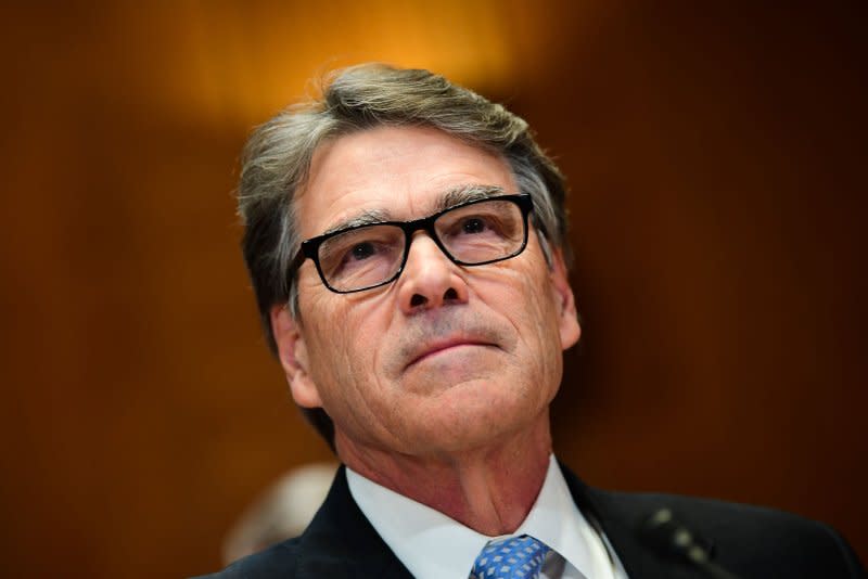 Former Energy Secretary Rick Perry testifies on the Energy Department's fiscal year 2020 budget during a Senate Energy and Water Development Subcommittee hearing on Capitol Hill in Washington, D.C., on March 27. He turns 74 on March 4. File Photo by Kevin Dietsch/UPI