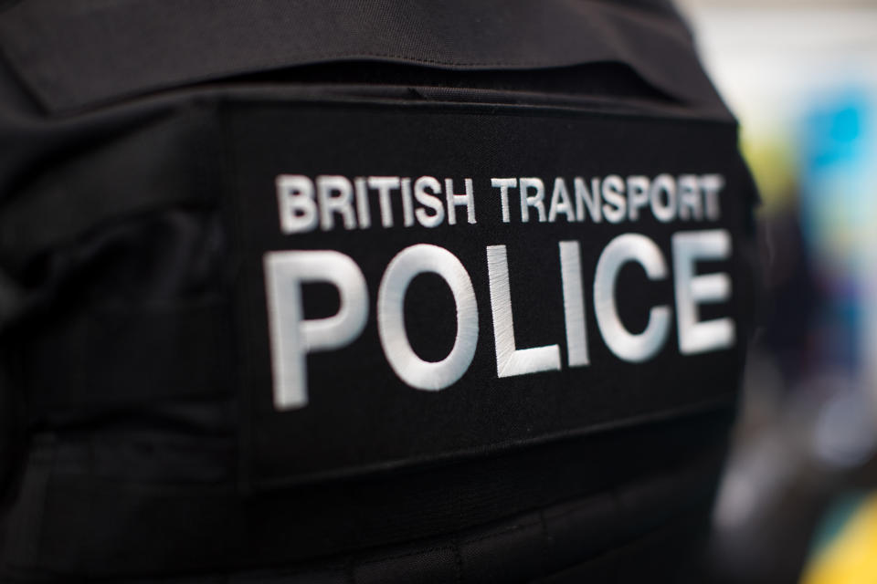 A British Transport Police badge on display (PA)