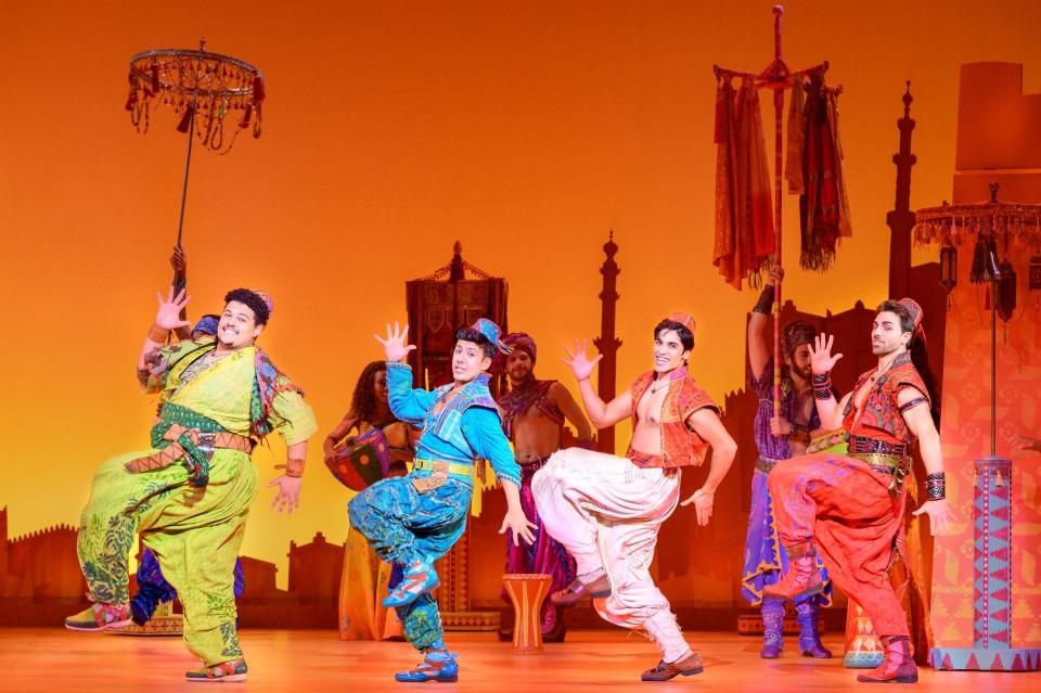 Jake Letts, Ben Chavez, Adi Roy and Colt Prattes appear in the touring production of "Aladdin."