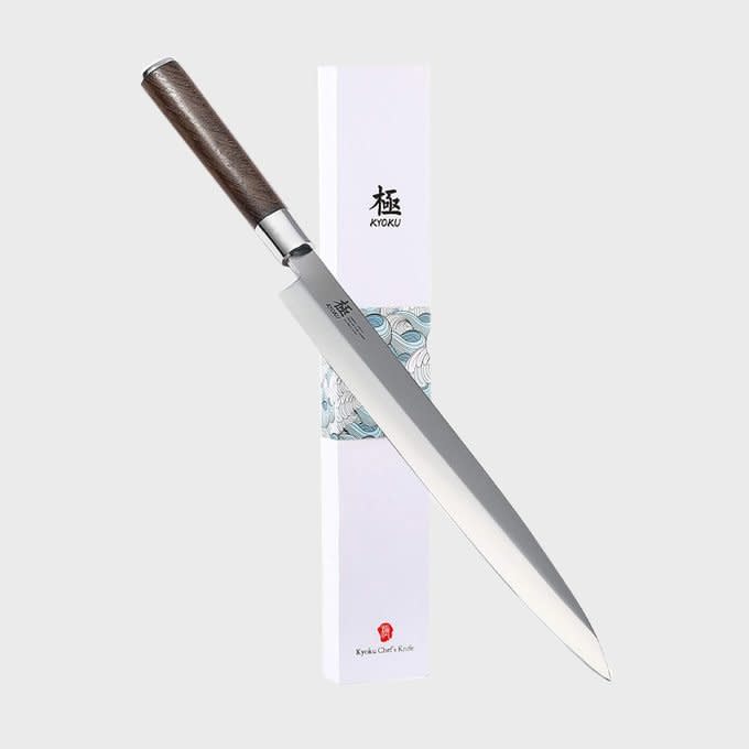 <a href="https://www.amazon.com/KYOKU-Samurai-Yanagiba-Japanese-Superior/dp/B07L97NFM1/?tag=readerwp-20" rel="nofollow noopener" target="_blank" data-ylk="slk:Kyoku Samurai Series Sashimi Knife;elm:context_link;itc:0;sec:content-canvas" class="link rapid-noclick-resp">Kyoku Samurai Series Sashimi Knife</a>