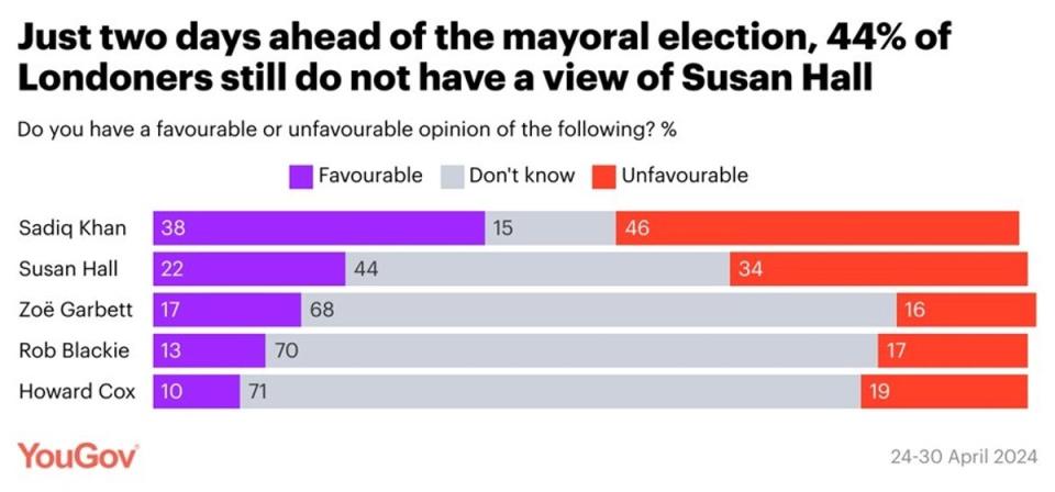 Susan Hall has not cut through with a large chunk of Londoners, poll suggests (YouGov)
