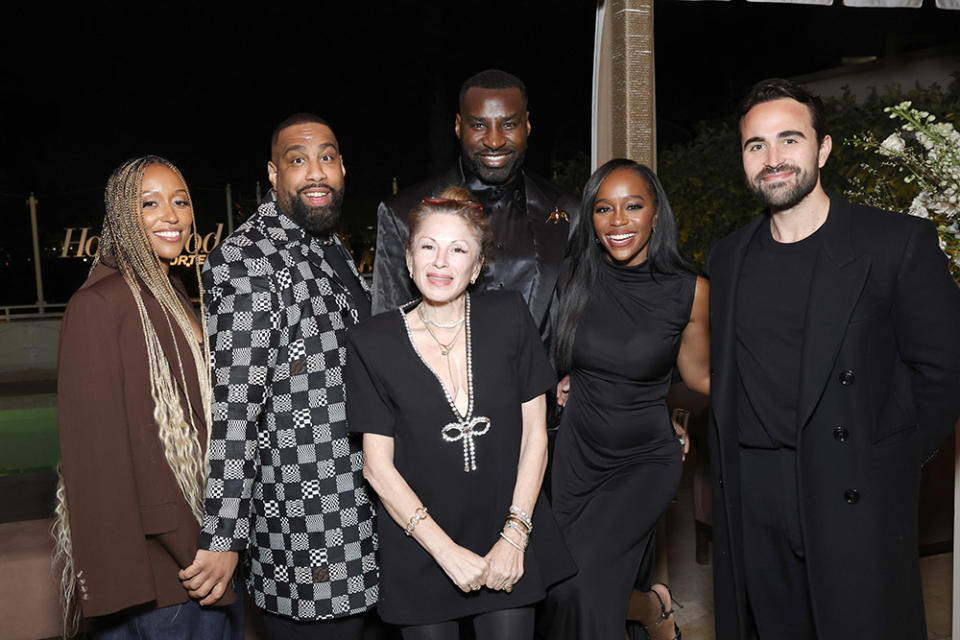 Shiona Turini, Micah McDonald, Jessica Paster, Wayman Bannerman, Aja Naomi King and Bryce Pennel attend THR Power Stylists presented by Instagram at Sunset Tower Hotel on March 27, 2024 in Los Angeles, California.
