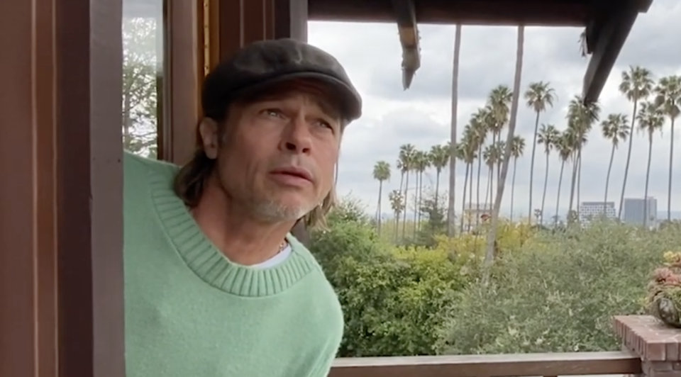Brad Pitt plays amateur weatherman on the latest episode of John Krasinski's YouTube series 'Some Good News' (Photo: Some Good News/YouTube)