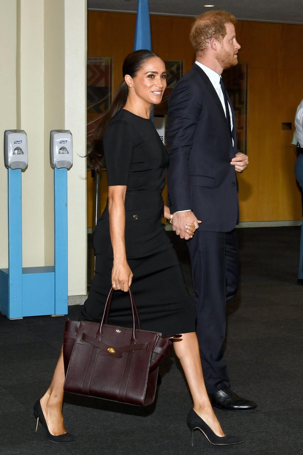 Prince Harry, Duke of Sussex, and wife Meghan Markle, Duchess of Sussex, arrive at the U.N. to attend the Nelson Mandela International Day ceremony held at the United Nations in New York City, NY on Monday, July 18, 2022. (Photo by Anthony Behar/Sipa USA)