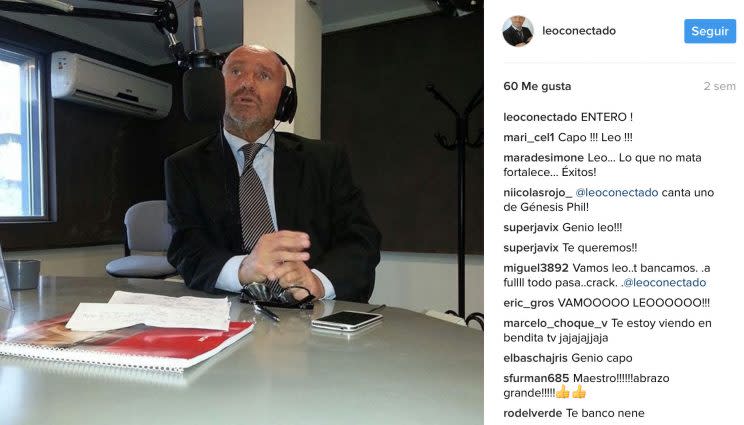 La publicación de Leo Rosenwasser en Instagram y un comentario de un seguidor mencionando la muerte. Foto: captura Instagram.com/leoconectado/