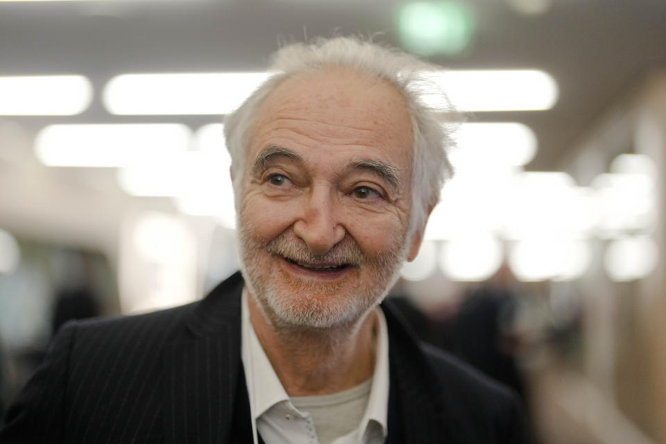 Jacques Attali pose for a photo after an interview with the Associated Press during the World Economic Forum in Davos, Switzerland, Tuesday, May 24, 2022. The annual meeting of the World Economic Forum is taking place in Davos from May 22 until May 26, 2022. (AP Photo/Markus Schreiber)