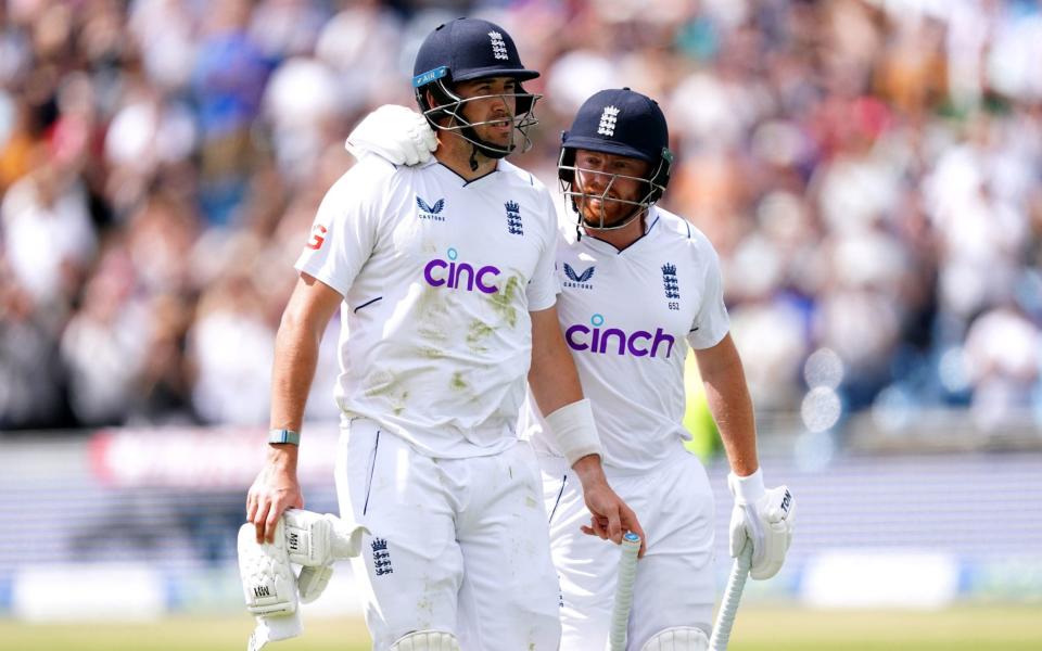 Bairstow consoles Overton as he makes his exit - PA