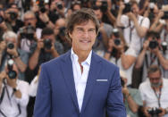 Tom Cruise poses for photographers at the photo call for the film 'Top Gun: Maverick' at the 75th international film festival, Cannes, southern France, Wednesday, May 18, 2022. (Photo by Vianney Le Caer/Invision/AP)