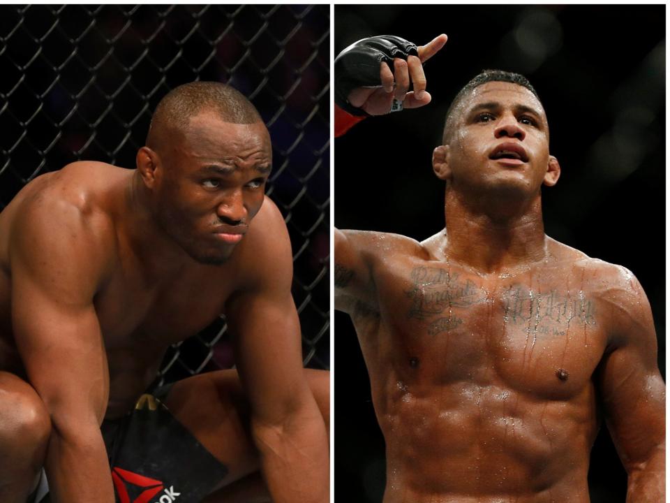 UFC welterweight champion Kamaru Usman (left) and challenger Gilbert Burns (Steve Marcus/Getty and Michael Reaves/Getty)