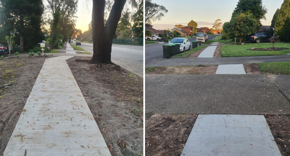 Footpath on Gerald Road and Blaxland Road in Illawong, south of Sydney