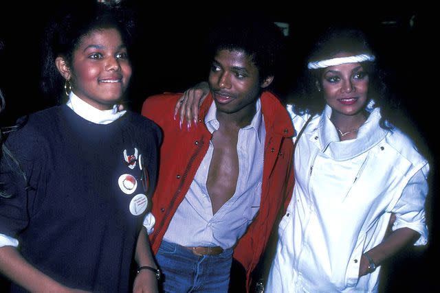 <p>Michael Ochs Archives/Getty</p> Janet Jackson, Randy and LaToya Jackson in 1982