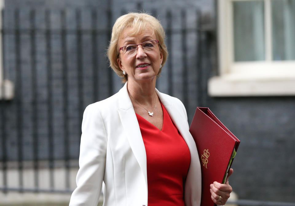 Business Secretary Andrea Leadsom in Downing Street in London.