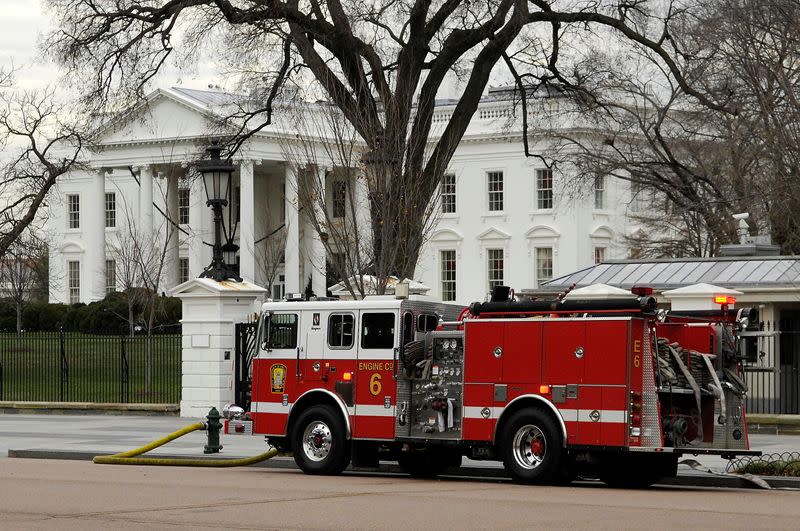 FILE PHOTO: A firetruck is parked outside the White House