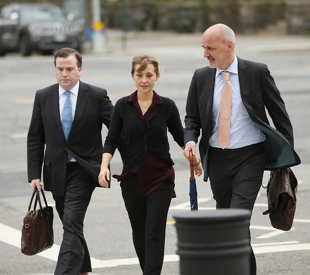 Allison Mack arrives at the United States Eastern District Court for a hearing in relation to the sex-trafficking charges filed against her on May 4, 2018, in New York City. (Photo: Jemal Countess/Getty Images)