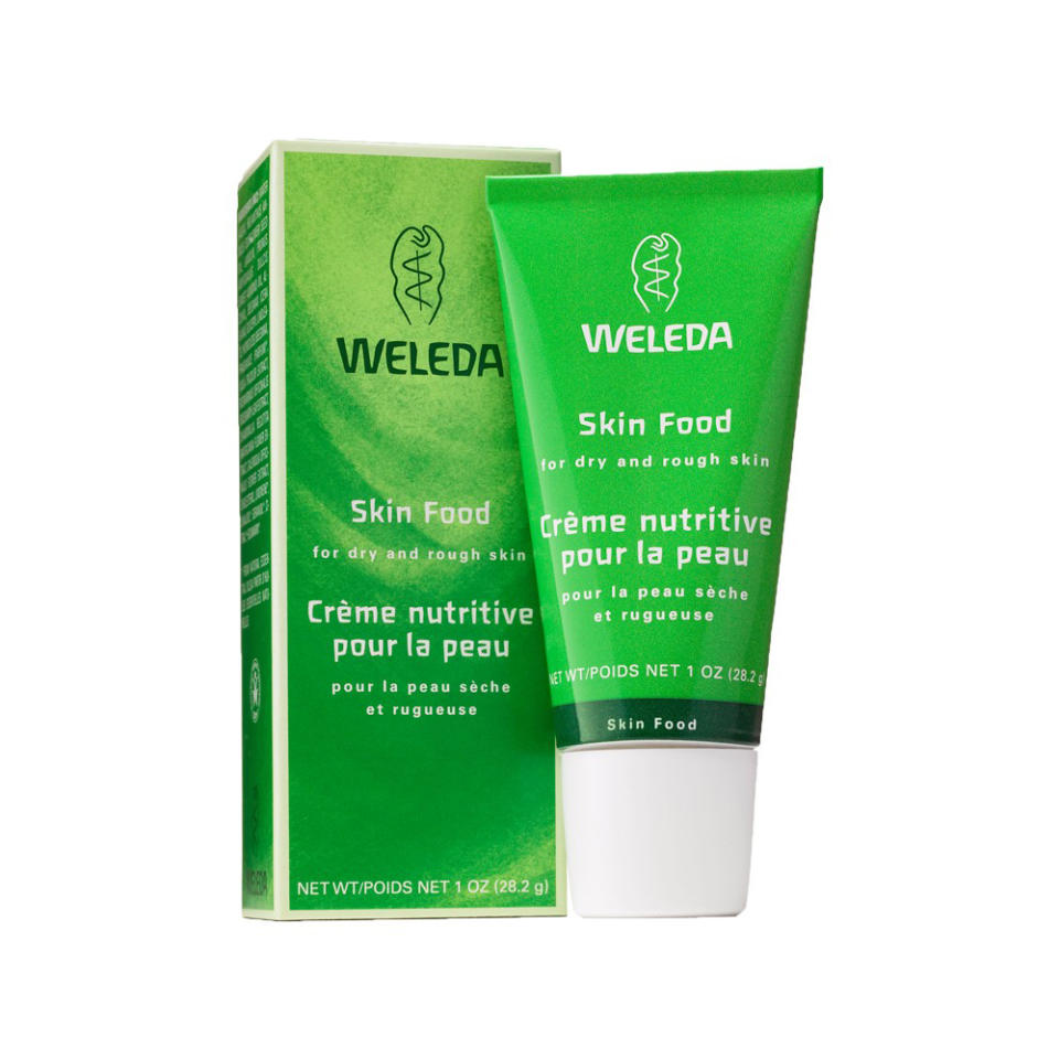 <p>This multi-use moisturizing balm is also a cult product, and we are obsessed. <a rel="nofollow noopener" href="https://www.amazon.com/Weleda-Skin-Food-2-5-Ounce/dp/B000ORV3NC?th=1" target="_blank" data-ylk="slk:Weleda Skin Food;elm:context_link;itc:0;sec:content-canvas" class="link ">Weleda Skin Food</a>, $8. (Photo: Weleda) </p>