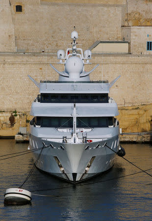 The super yacht Indian Empress, owned by fugitive Indian businessman Vijay Mallya, is seen berthed beneath Fort St Angelo in Valletta's Grand Harbour, Malta, December 9, 2016. REUTERS/Darrin Zammit Lupi