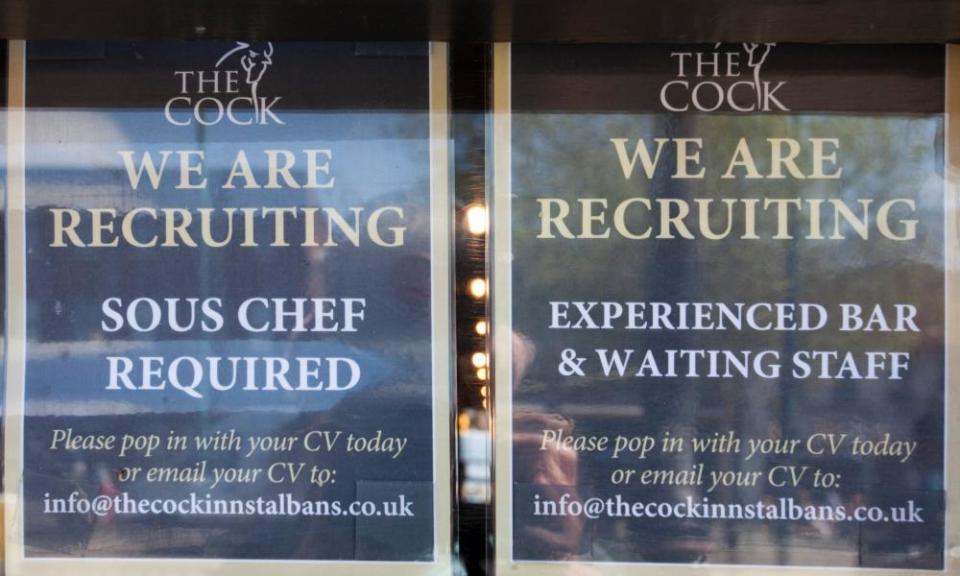 ‘We are hiring’ notices for the Cock Inn