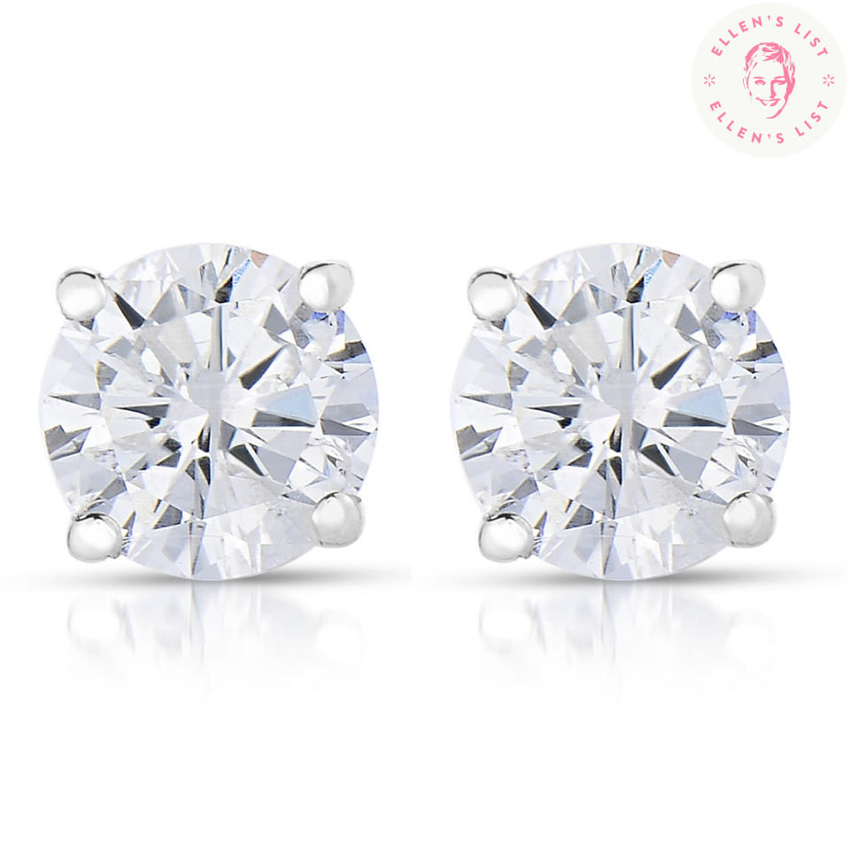 Vir Jewels 14-karat White Gold Diamond Stud Earrings. (Photo: Walmart)