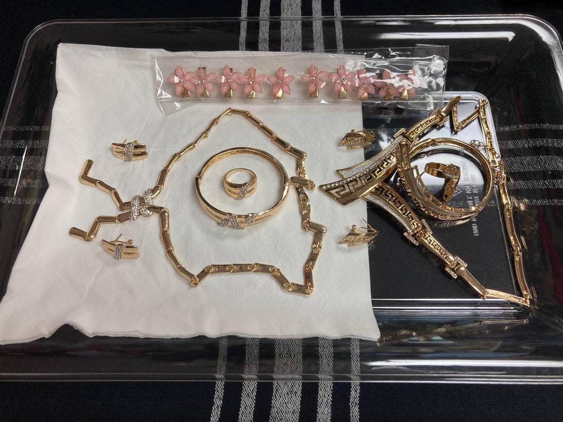 A jewelry set from India for sale at The Afterburner, a new coffee & gift shop on Corder Road in Warner Robins. This set also includes a hair accessory.