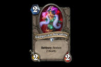 <p>A weaker Earthen Ring Farseer, Gadgetzan Socialite isn't exactly the most powerful healing minion in the world. It's fine in Arena, but doesn't have enough trading power to make her way into the world of competitive Hearthstone. </p>