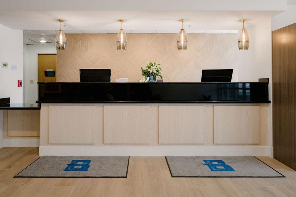 The check-in desk at Hotel Bethany Beach less than a mile from the Bethany Beach boardwalk.