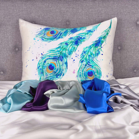 <p><a href="https://mulberryparksilks.com/collections/silk-pillowcases/products/peacock-feather-silk-pillowcase?variant=43995309408507" rel="nofollow noopener" target="_blank" data-ylk="slk:Shop Now;elm:context_link;itc:0;sec:content-canvas" class="link ">Shop Now</a></p><p>Gallery Collection Silk Pillowcase - Peacock Feathers</p><p>mulberryparksilks.com</p><p>$55.00</p>