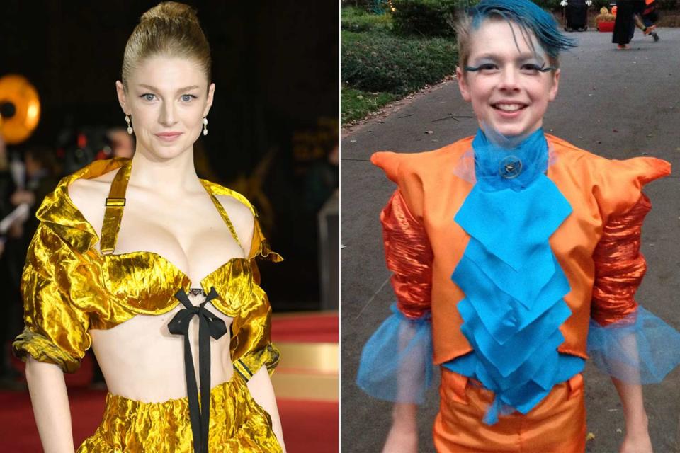 <p>Eamonn M. McCormack/Getty; Hunter Schafer/Instagram</p> Hunter Schafer reflects on "The Hunger Games" Halloween costume she wore as a kid