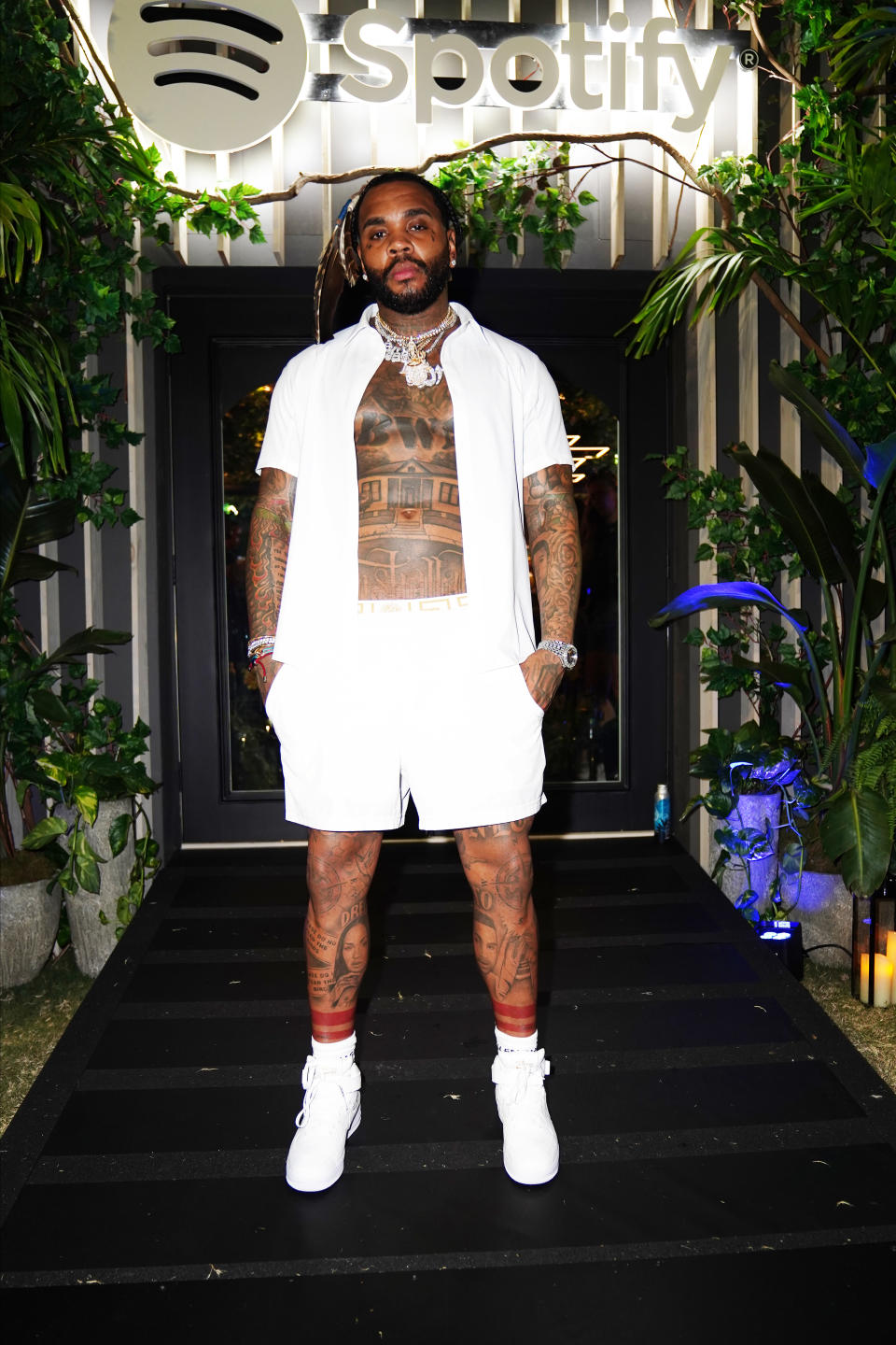 Kevin Gates Wearing White Outfit