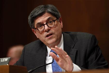 U.S. Treasury Secretary Jack Lew testifies before the Senate Budget Committee about the President's 2015 Budget on Capitol Hill in Washington, March 12, 2014. REUTERS/Kevin Lamarque