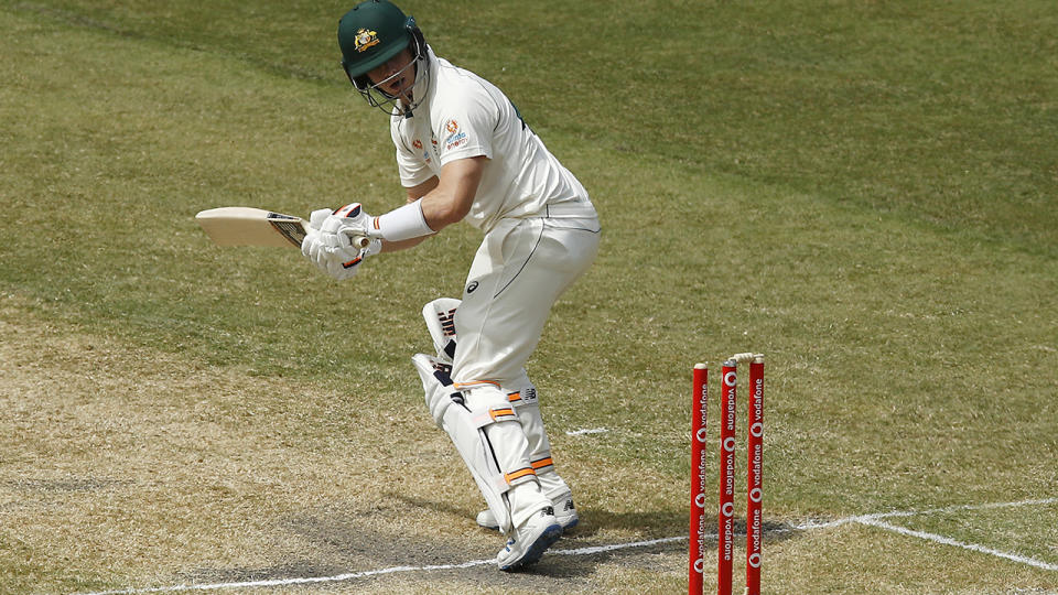 Steve Smith looks back at the fallen bail after being bowled by Jasprit Bumrah during day three of the Boxing Day Test. (Photo by Daniel Pockett - CA/Cricket Australia via Getty Images)