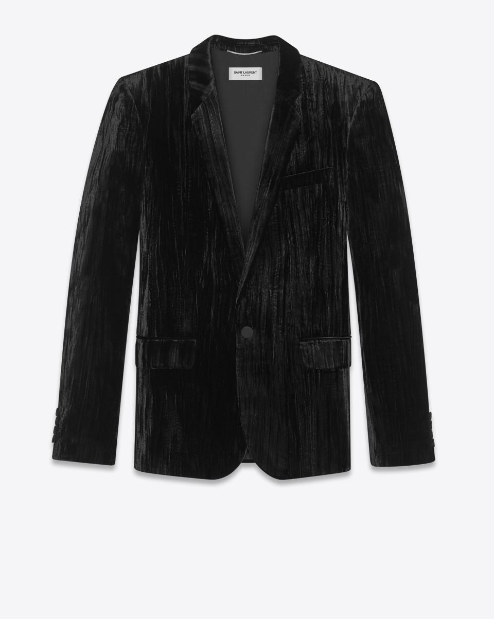 Saint Laurent crinkled velvet jacket (£2,160)