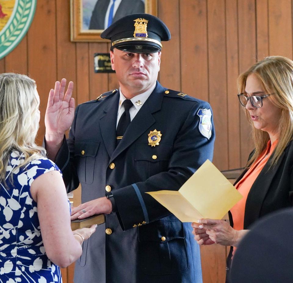 Haverstraw Police Chief John Gould being sworn-in during promotion Ceremony in June 2024