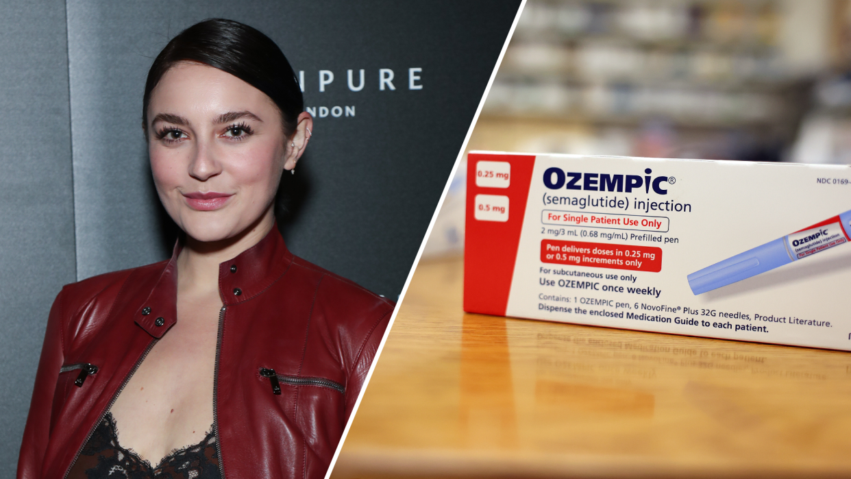 Photos of Gracie McGraw and a box of Ozempic.